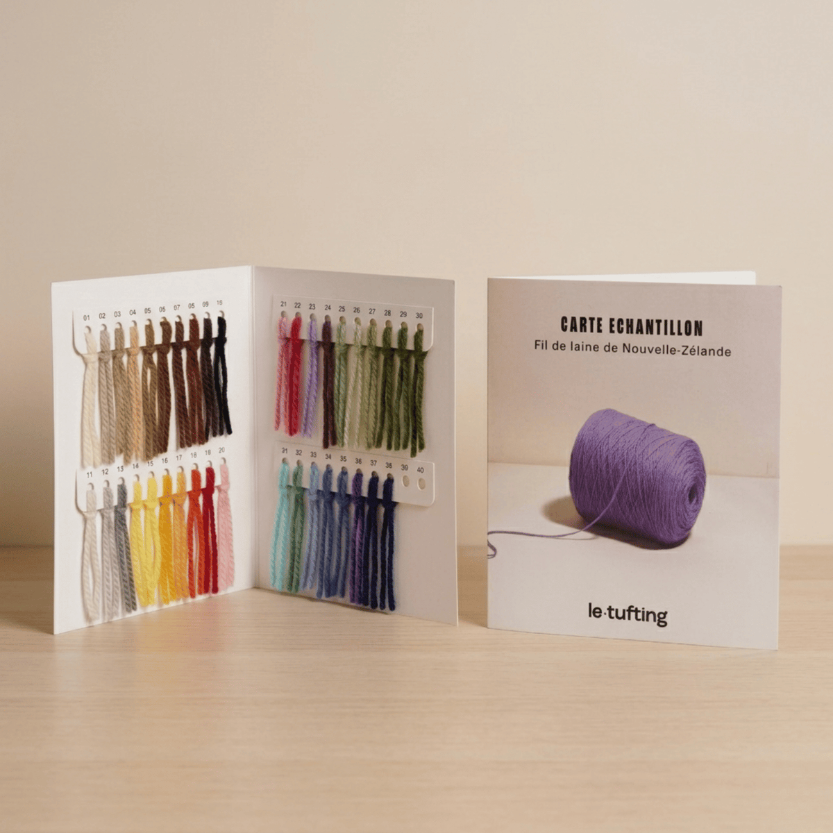 Musterkarte – neuseeländisches Wollgarn zum Tufting
